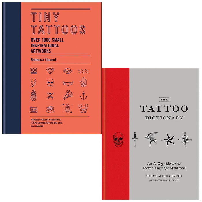 Tiny Tattoos By Rebecca Vincent & The Tattoo Dictionary By Trent Aitken-Smith 2 Books Collection Set - The Book Bundle