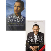 Set of two paperback books by Barack Obama, "Dreams From My Father" and "The Audacity of Hope," published by Canongate Books.