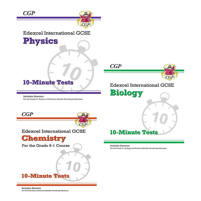 Cgp edexcel international gcse grade 9-1 physics, biology, chemistry 3 books collection set - 10-minute test - The Book Bundle