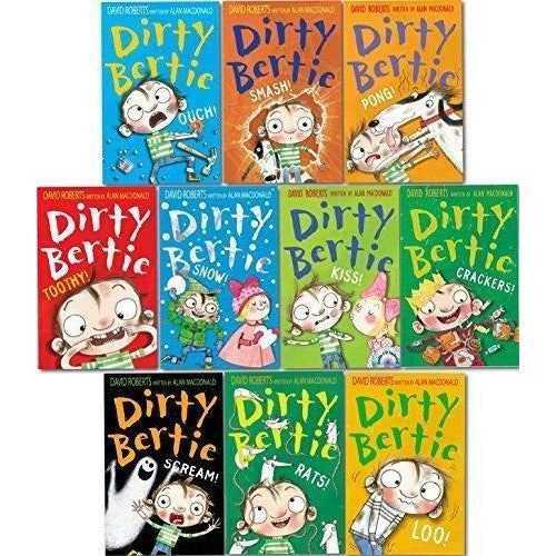 Dirty Bertie - Series 2 - David Roberts 10 Books Collection Set (Rats, Smash, Kiss, Pong, Scream, Loo, Ouch, Crackers, Snow, Toothy) - The Book Bundle