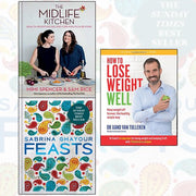 Set of three non-fiction books from The Midlife Kitchen series by Mimi Spencer and Sam Rice, featuring feasts and weight loss tips.