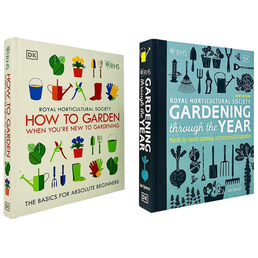 RHS How To Garden When You're New To Gardening By The Royal Horticultural Society & RHS Gardening Through the Year By Ian Spence 2 Books Collection Set - The Book Bundle