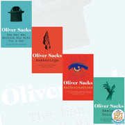Collection of four paperback books by Oliver Sacks, including The Man Who Mistook His Wife for a Hat, showcasing diverse hallucination case studies.