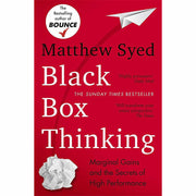Black Box Thinking by Matthew Syed, paperback book on high performance and marginal gains, with a black cover and title text visible.