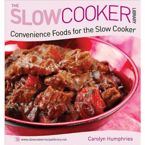 Paperback cookbook by Carolyn Humphries featuring slow cooker recipes, titled "Slow Cooker Library" with colorful cover art.