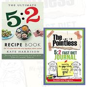 Two paperback diet books from The Book Bundle, The Ultimate 5:2 Diet Recipe Journal and Not So Pointless 5:2 Fast Diet, featuring covers and pages.