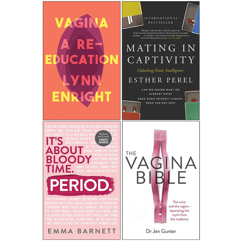 Collection of four non-fiction books by Lynn Enright including "Vagina," "Mating in Captivity," and "The Vagina Bible" by Allen & Unwin.