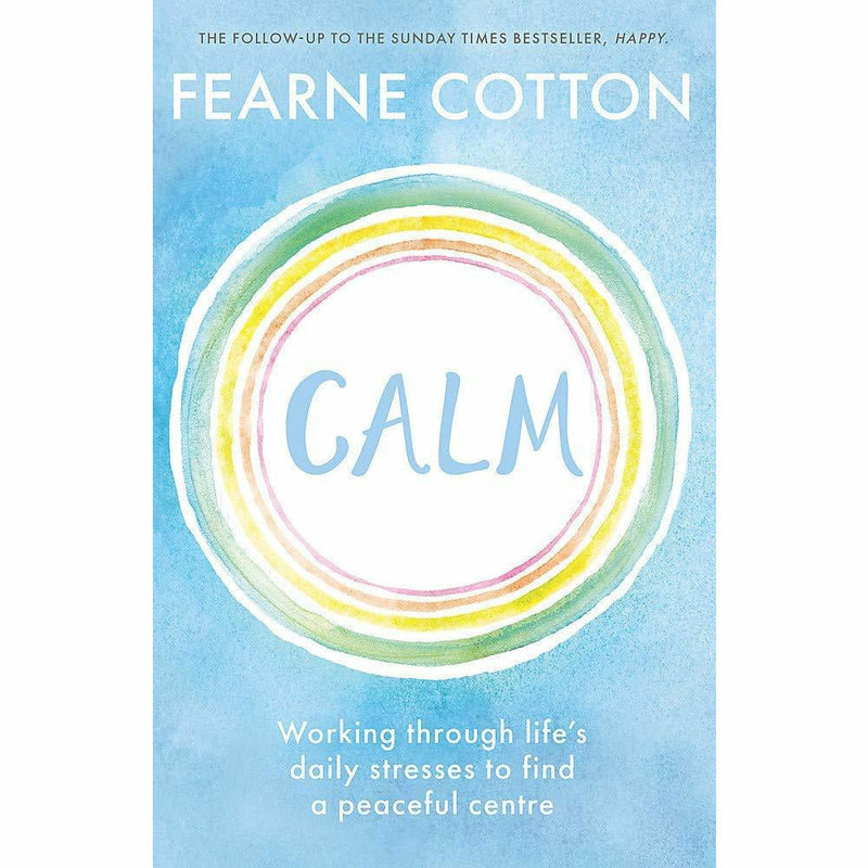 Set of four paperback non-fiction books by Fearne Cotton about happiness, food, and self-care, with colorful covers.