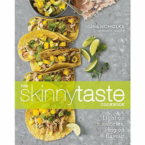 Skinnytaste cookbook by Gina Homolka featuring healthy recipes, paperback edition, published by Thorsons.