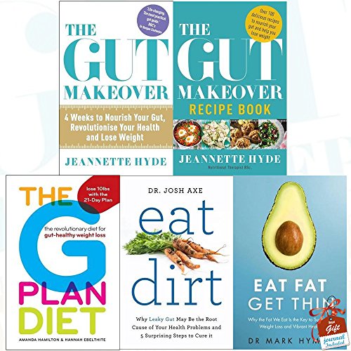 Jeannette Hyde Gut Makeover, The G Plan Diet, Eat Dirt and Eat Fat Get Thin 5 Books Collection Set With Gift Journal - The Book Bundle