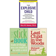 Collection of three nonfiction paperback books by Ross W Greene, Jo Schofield, Fiona Danks, and Richard Louv on child behavior and nature.