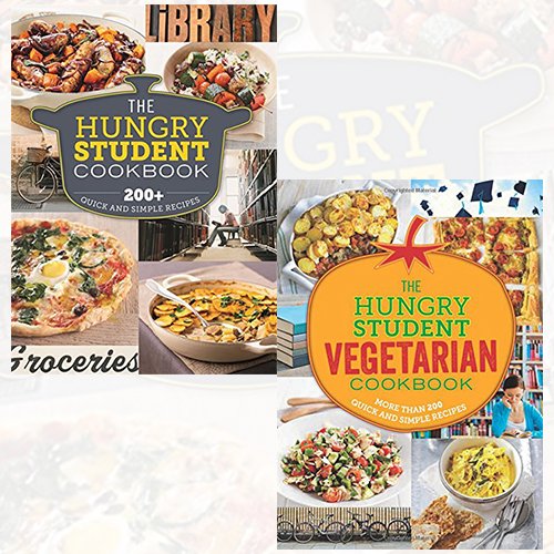 Spruce The Hungry Student and Vegetarian Cookbook 2-book set, flexibound non-fiction cookbooks with colorful dish images.