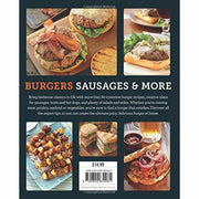Jamie Purviance's Weber's Burgers, Sausages & More cookbook cover showing barbecue favorites in a colorful paperback.