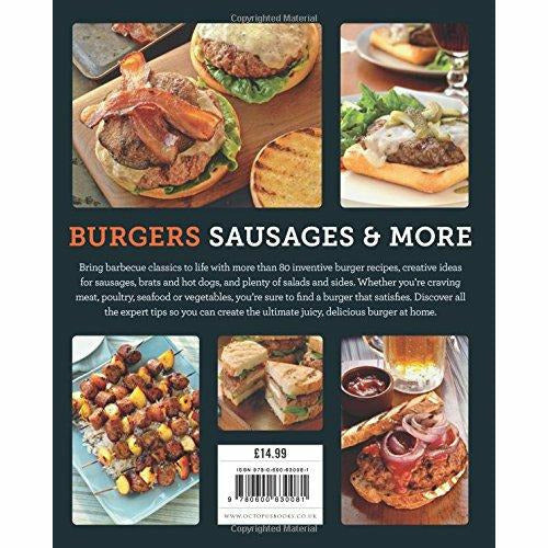 Jamie Purviance's Weber's Burgers, Sausages & More cookbook cover showing barbecue favorites in a colorful paperback.