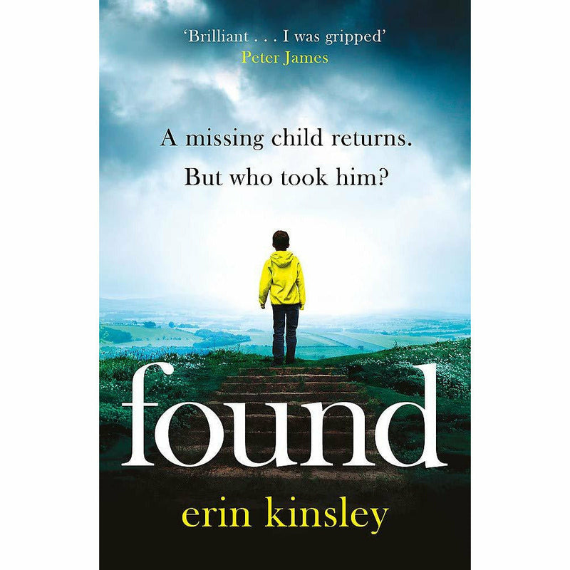 Cover of "Found" by Erin Kinsley, a gripping fiction paperback thriller with bold headline text and vibrant design elements.