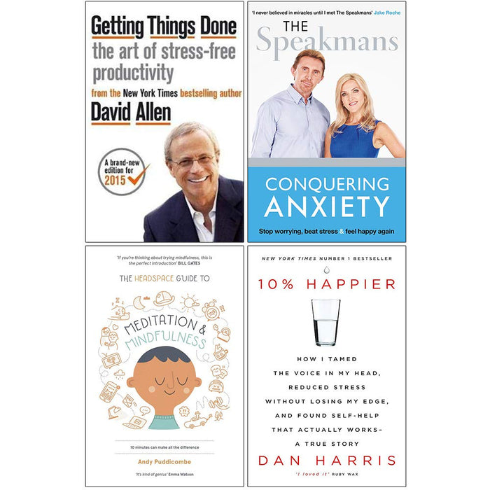 Getting Things Done, Conquering Anxiety, Headspace Guide to Meditation and Mindfulness, 10% Happier 4 Books Collection Set - The Book Bundle