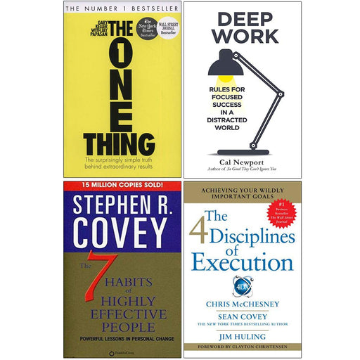 The One Thing, Deep Work, The 7 Habits of Highly Effective People, 4 Disciplines of Execution 4 Books Collection Set - The Book Bundle