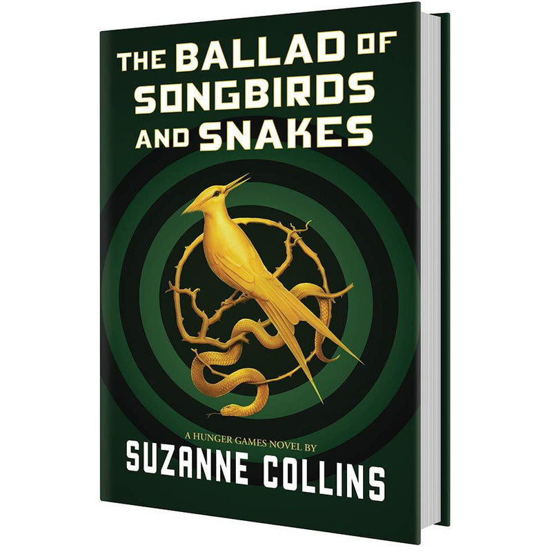 Hardcover copy of The Hunger Games: The Ballad of Songbirds and Snakes by Suzanne Collins, fiction book published by Scholastic