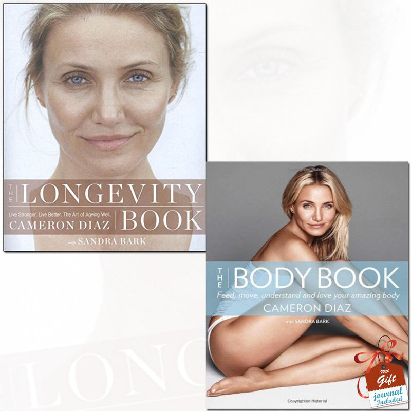 Cameron Diaz The Longevity Book and The Body Book collection set, paperback non-fiction books on health and wellness.