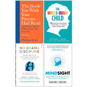 Collection of four non-fiction books including The Whole-Brain Child by Philippa Perry and Dr. Daniel Siegel, in mixed formats.