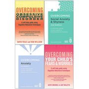 Set of four paperback books on overcoming OCD, social anxiety, and fears for children by Cathy Creswell and Roz Shafran.