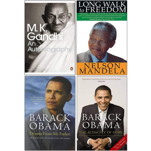 The Story of My Experiments with Truth, Long Walk To Freedom, Dreams From My Father, The Audacity Of Hope 4 Books Collection Set - The Book Bundle