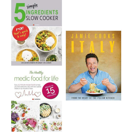 Jamie cooks italy [hardcover], 5 simple ingredients slow cooker 3 books collection set - The Book Bundle