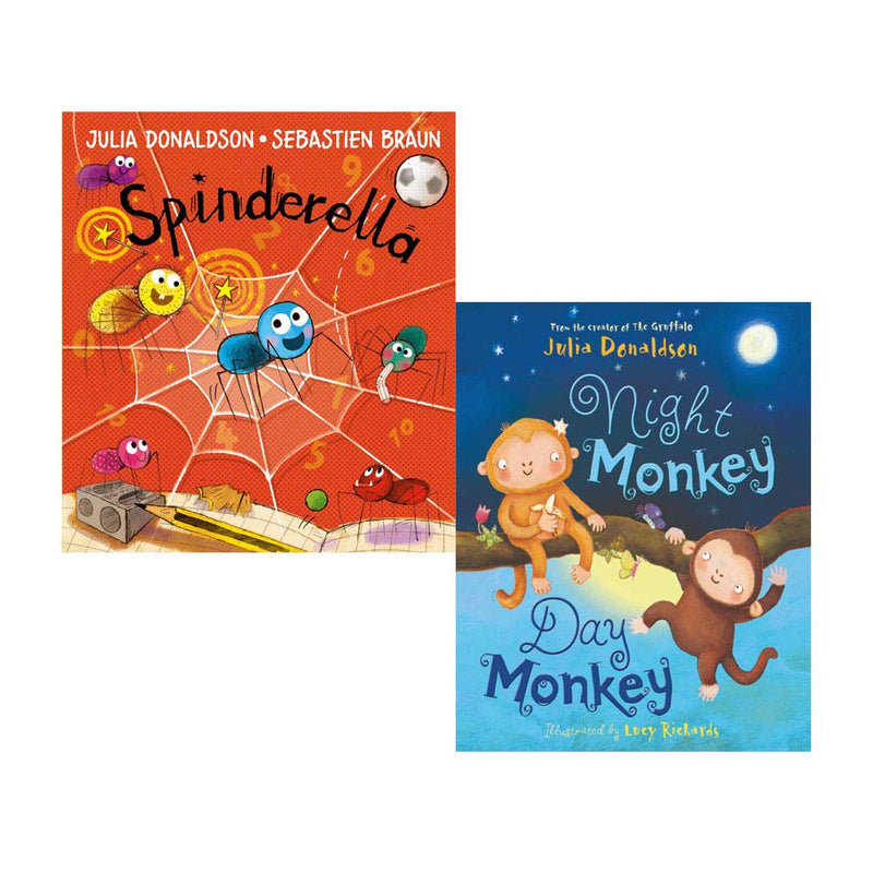 Julia Donaldson 2 Books Collection Set Spinderella, Night Monkey Day Monkey - The Book Bundle