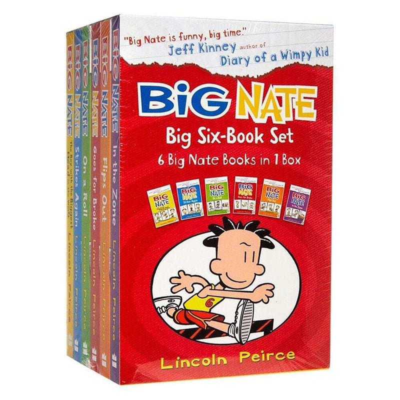 Big Nate series collection by Lincoln Peirce featuring six paperback books in a box set, ideal for young readers.