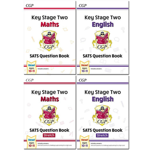 CGP KS2 Maths Targeted SATS Question Book Standard Level, Advanced Level, Stretch Ages 10-11 Collection 4 Books Set - The Book Bundle