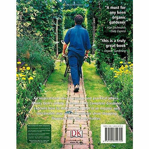 Paperback copy of The Complete Gardener by Monty Don, featuring a garden scene on the cover.