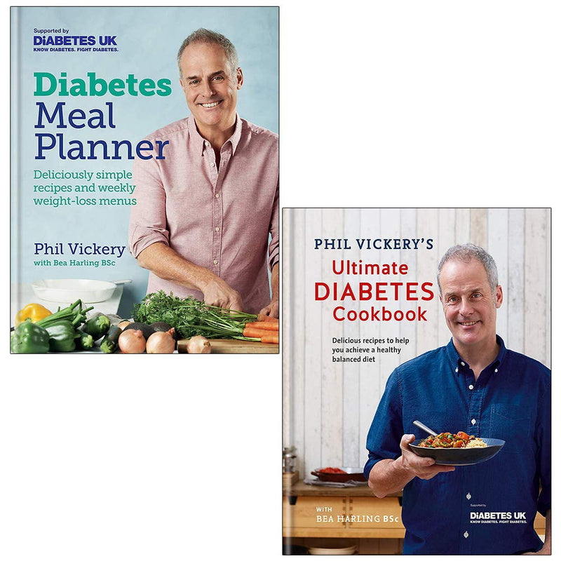 Phil Vickery's Diabetes Meal Planner and Ultimate Diabetes Cookbook collection set in hardcover, featuring healthy meal and recipe guides.