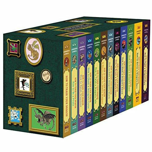 Stack of 12 "How to Train Your Dragon" paperback books by Cressida Cowell from The Book Bundle collection.