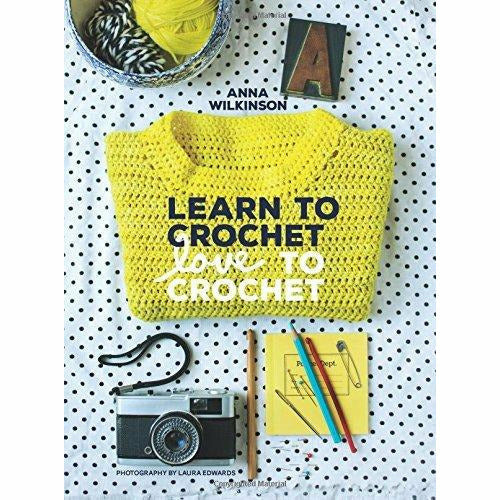 Set of four paperback knitting and crochet books by Kerry Lord, Anna Wilkinson, and Sharon Burgess, featuring colorful craft illustrations.