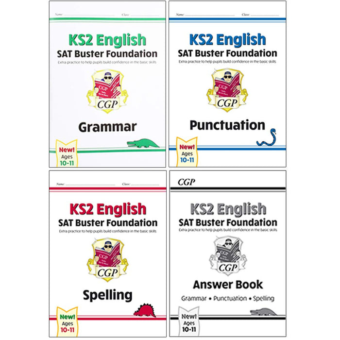CGP New KS2 English SAT Buster Foundation Grammar, Punctuation, Spelling, Grammar 4 Books Collection Set - The Book Bundle
