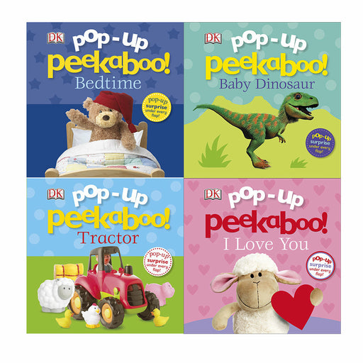 Pop-Up Peekaboo! 4 Books Collection Set By DK (Tractor , Baby Dinosaur, Bedtime) - The Book Bundle