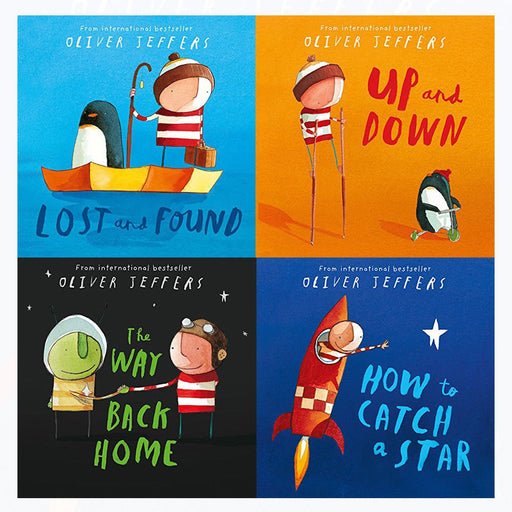 Oliver jeffers collection how to catch a star,way back home,lost and found,up and down 4 books set - The Book Bundle