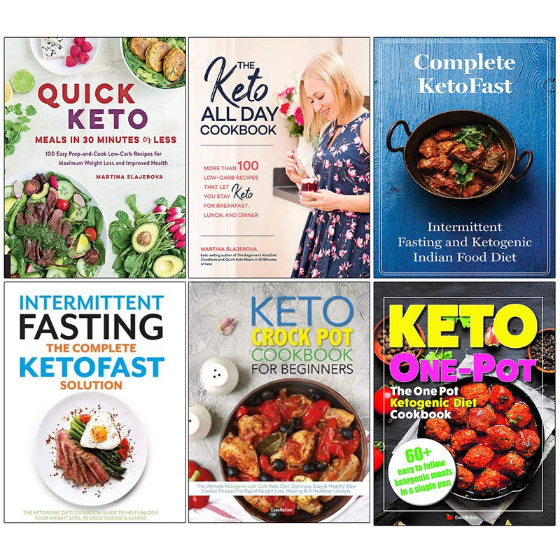 Set of six keto diet books by The Book Bundle, featuring low-carb living and healthy eating tips in paperback format.