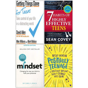 Collection of four non-fiction paperback books including Getting Things Done for Teens, focusing on habits and productivity.