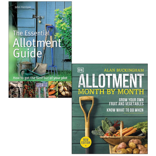 The Essential Allotment Guide By John Harrison & [Hardcover] Allotment Month By Month By Alan Buckingham 2 Books Collection Set - The Book Bundle