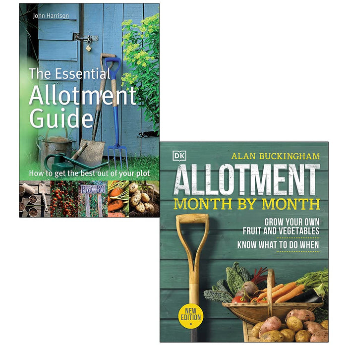 The Essential Allotment Guide By John Harrison & [Hardcover] Allotment Month By Month By Alan Buckingham 2 Books Collection Set - The Book Bundle