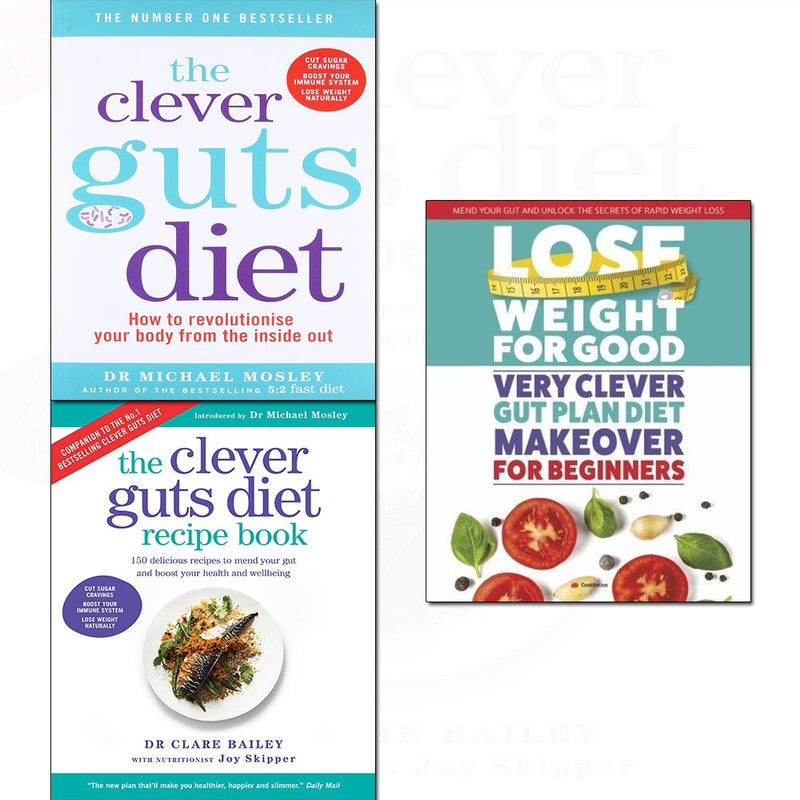 Set of three paperback books from The Clever Guts Diet collection by Dr. Michael Mosley, featuring covers of the non-fiction health guide series.
