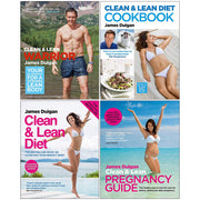 Clean and Lean Collection by James Duigan, four paperback non-fiction books on health and wellness, stacked neatly.
