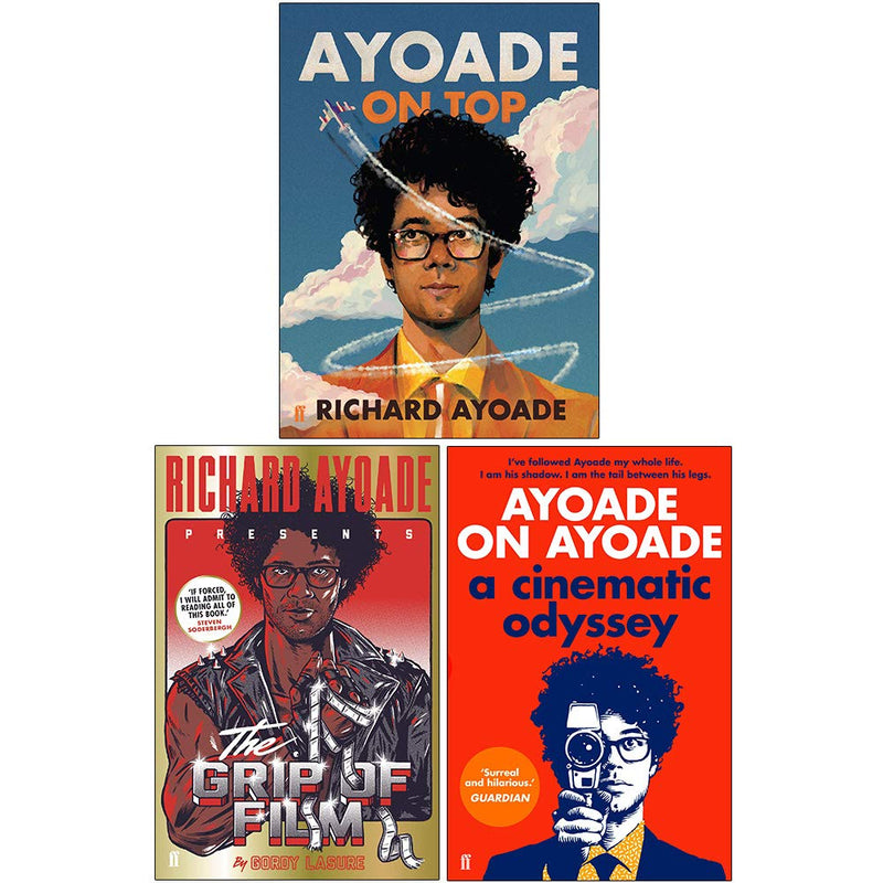 Richard Ayoade book collection set including Ayoade On Top, The Grip Of Film, and Ayoade On Ayoade in mixed formats by Faber & Faber.