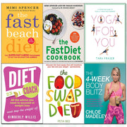 Six paperback diet books by Chloe Madeley and Mimi Spencer, including the 4-Week Body Blitz and Fast Beach Diet collection.