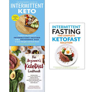 Set of three paperback keto cookbooks by Jennifer Perillo and Martina Slajerova, focusing on beginner intermittent fasting and keto diet recipes.