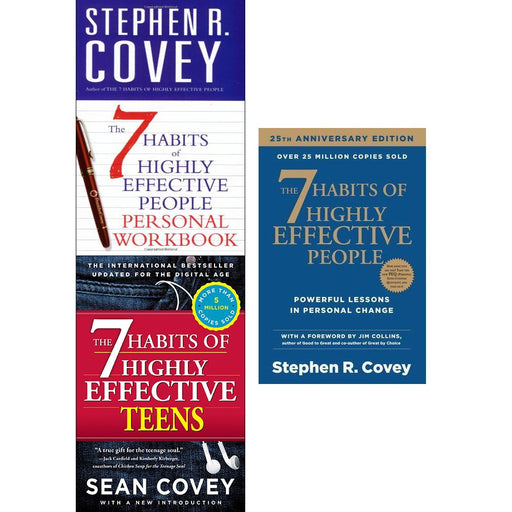 7 habits 3 books collection  set -  7 habits of highly effective people ,Teenagers, and personal workbook for people - The Book Bundle