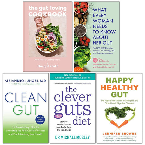 The Gut-loving Cookbook[Hardcover], What Every Woman Needs to Know About Her Gut, Clean Gut, The Clever Guts Diet, Happy Healthy Gut 5 Books Collection Set - The Book Bundle