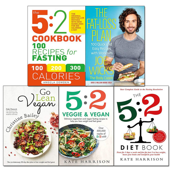 Fat-loss plan, 5:2 cookbook, diet book, go lean and veggie and vegan 5 books collection set - The Book Bundle