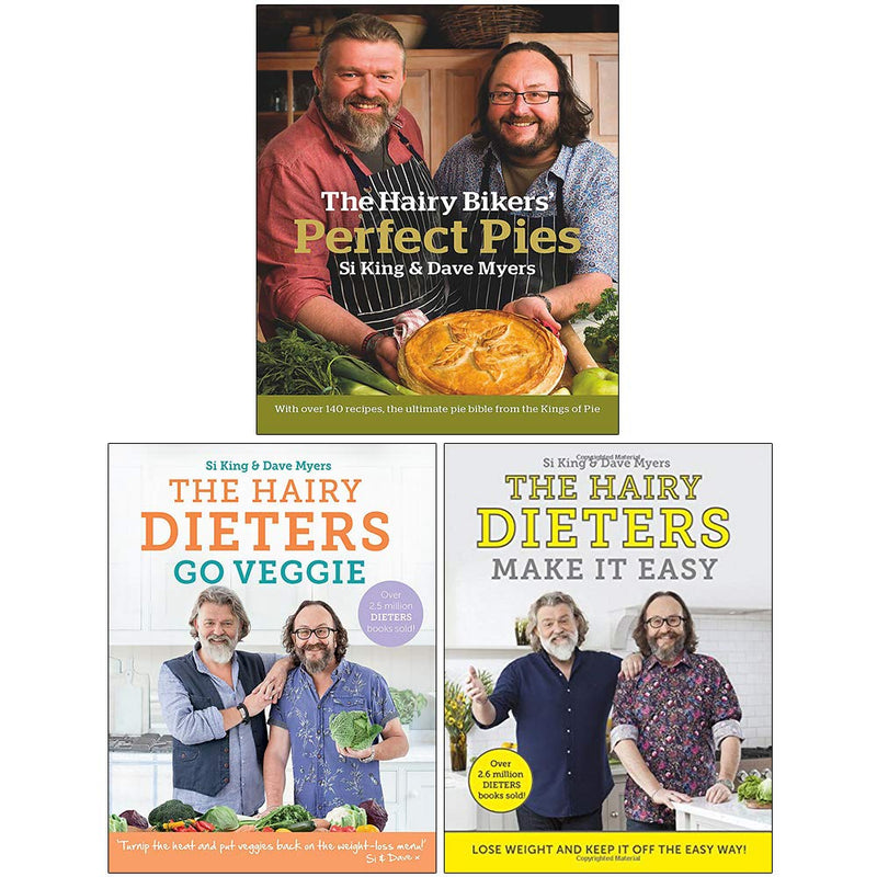 The Hairy Bikers Perfect Pies [Hardcover], The Hairy Dieters Go Veggie, The Hairy Dieters Make It Easy 3 Books Collection Set - The Book Bundle